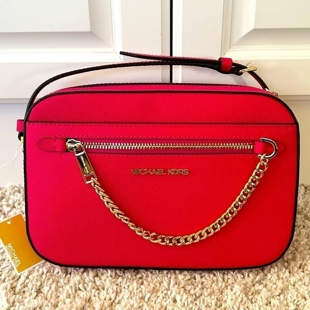 Michael Kors Jet Set Zip Chain Crossbody with Matching Card Holder
